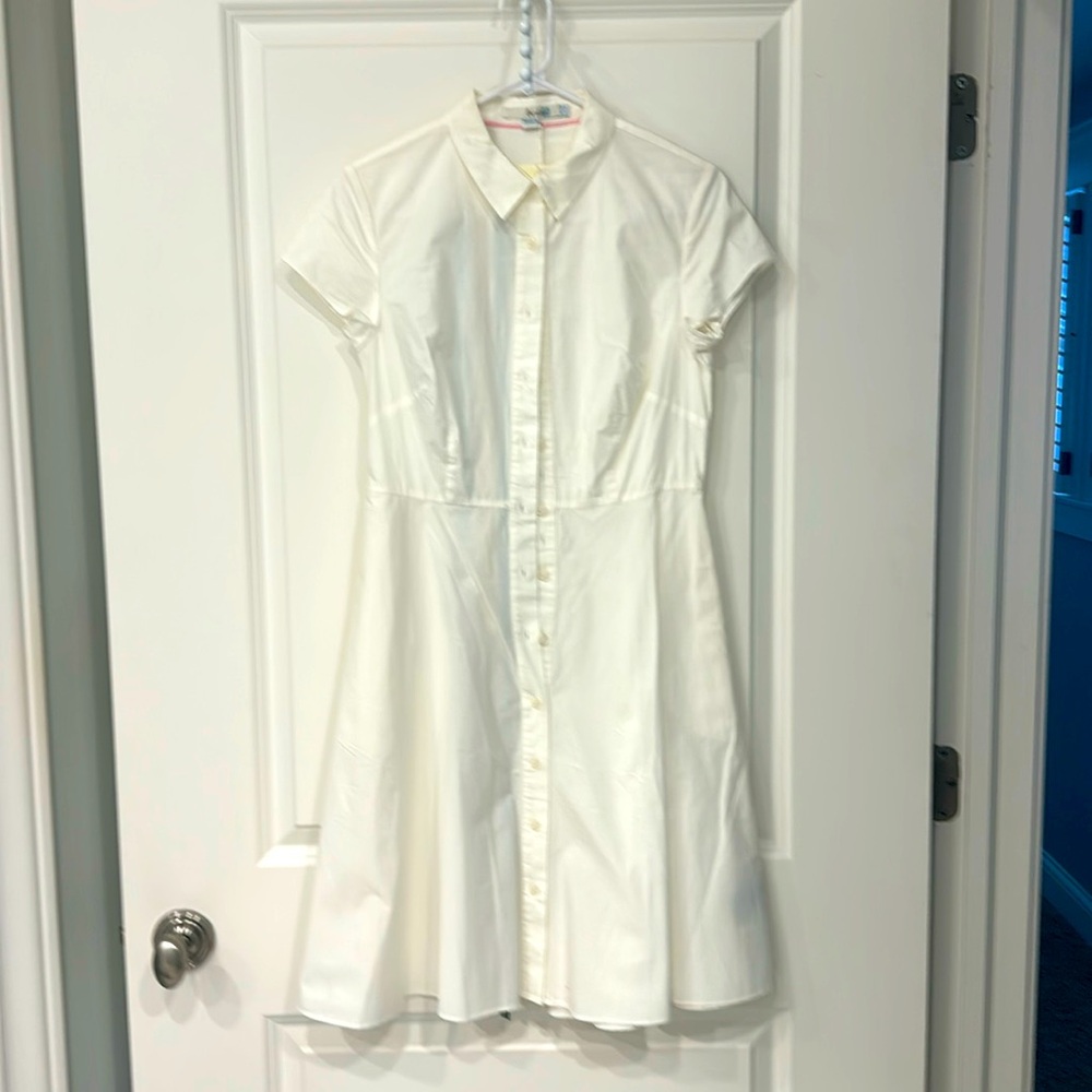 White cotton Boden shirt dress with belt